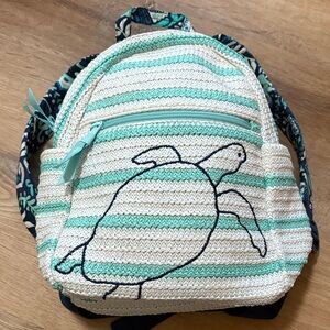 Vera Bradley Essentials Compact Straw Sea Turtle Backpack Purse